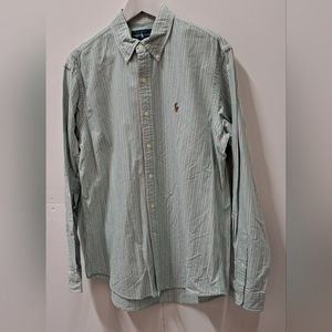 Ralph Lauren Green Striped Casual Button Down Shirt